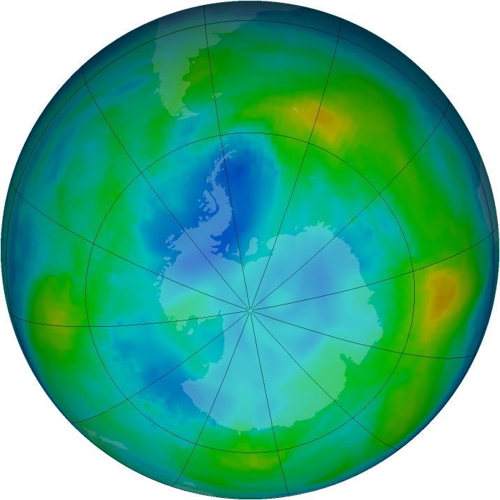 Antarctic ozone map for 10 May 1990
